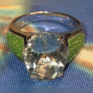 Vintage Chi by Falchi Prasiolite .925 Sterling Ring Sz. 9 Excellent! 9.39 grams